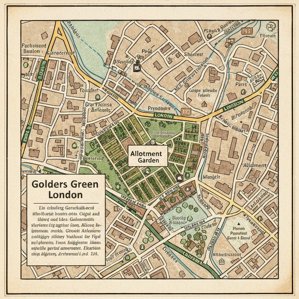 Map showing location of Golders Green Allotments